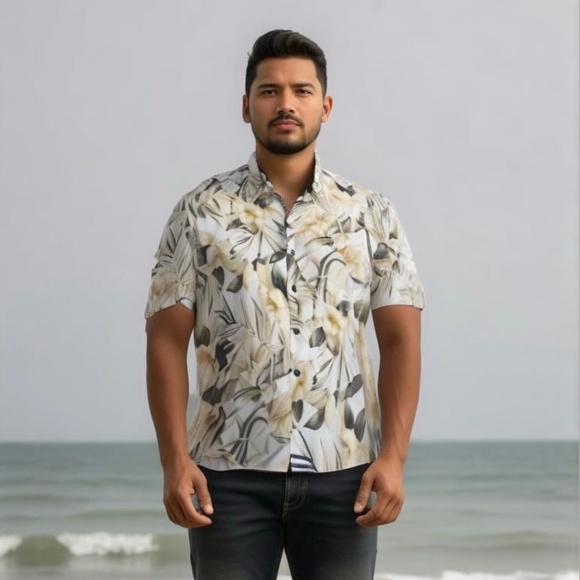 Straight Down Clothing Co. Hawaiian Floral Men's Casual Button Down Shirt sz L - Picture 1 of 14